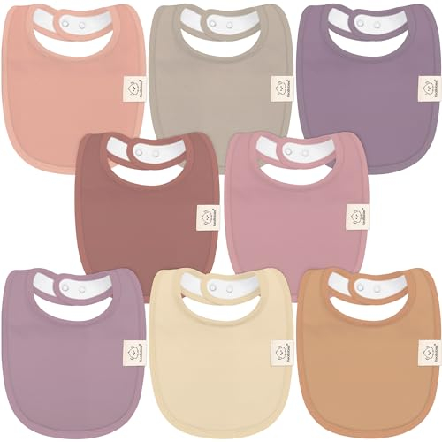 8-Pack Bio Lätzchen Baby für Jungen, Mädchen - Weiche Baumwolle zum Sabbern und Zahnen Sabberlätzchen, Saugfähig, Leicht Zu Reinigen und Anzulegen Baby Bibs für Kleinkind, 0-24 Monate (Mauve)
