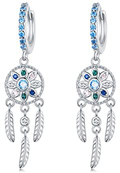 NewL Bohemia Traumfänger-Hängeohrringe für Damen, Boho-Stil, 925er-Sterlingsilber, Schmuckgeschenk, Sterling Silber, Zirkonia