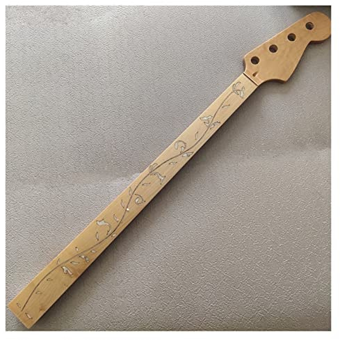 ZENGXUE E-Gitarrenhals Fretless Ahorn 24 Bünde Bassgitarren-Halsteil 4-saitiges Ahorn-Griffbrett
