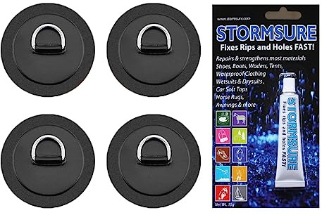 BRUNELLI D-Ring PAD Set SUP Board Kajaksitz Befestigung 4X Patch inkl 15g Kleber