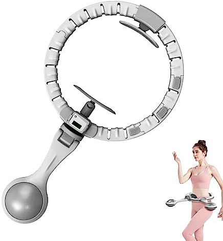 Hula Hoop Inteligente con Contador de Vueltas. Hula Hoop Silencioso Aro Fitness con Peso 450 g, Masaje Giratorio 360°Hula Hoop Ajustable con 20 Nudos para Cinturas de 50-100 cm Circunferencia.