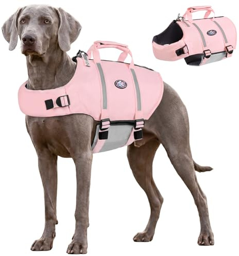 AOFITEE Schwimmweste Hund XXL, Verstellbar Hunde Schwimmwesten für GroBe Mit Griff, Reißfest Reflektierende Hundeschwimmweste Mit Hohem Auftrieb Rettungsweste Hund für Groß Hunde