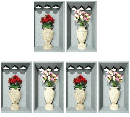 HEMOTON 6pièces Autocollants Muraux Fleurs Autocollants Décoratifs Pour Salon Et Chambre