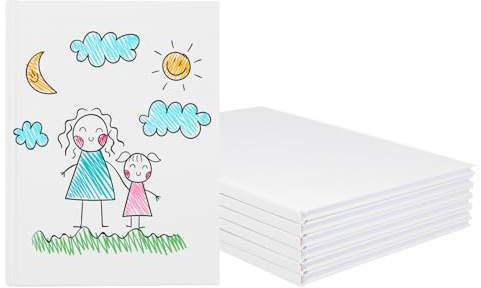 ZMCYN 6-pack vit tom inbunden bok 15 x 20 cm, tom berättelse skrivbok ofodrad skissbok, vitt omslag tomma böcker för att skriva berättelser (22 ark/44 sidor varje tom anteckningsbok