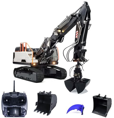 TOUCAN RC HOBBY 1/14 Chenilles RC Pelleteuse Hydraulique Ec380 Métal 3 Bras Excavatrice Électrique Chargeur de Pelles avec Pince Hydraulique