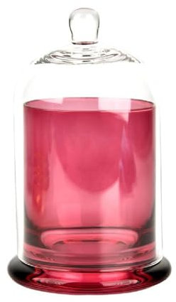 Gralara Cloche Portacandele con Cupola in Vetro Campana Display Centrotavola a Cupola Copertura Campana in Vetro Candela Barattolo Tazza per Piante da Torta, Rosa Rossa