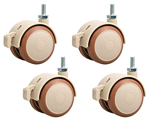 47 mm Lenkrollen, M6 x 15 mm, M8 x 15 mm, für Möbel, Transportrollen mit Bremse, Ersatzrollen für Möbel, Kinderbetten, Trolleys, Werkbänke (M8 x 15 mm)