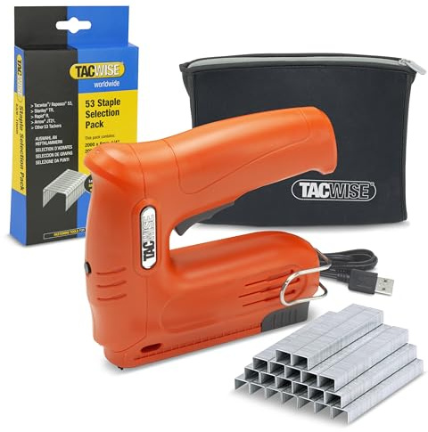 Tacwise 1785 Hobby 53-13EL Kabellose 4V Heftklammerpistole Nagelpistole | Enthält 8000 Heftklammern und Tasche, Verwendet Heftklammern des Typs 53, 13 und Nägel des Typs 18G