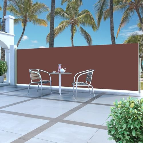 ShGaxin Ausziehbare Seitenmarkise, Sichtschutz Terrasse, Windschutz Balkon, Vertikalmarkise, Balkon Seitensichtschutz, Balkon Sonnenschutz, 160x500 cm Braun