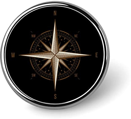 KWQDOZF Runde Anstecknadel mit nautischem Kompass im Vintage-Stil, Krawattennadel, Brosche, Unisex, Braun