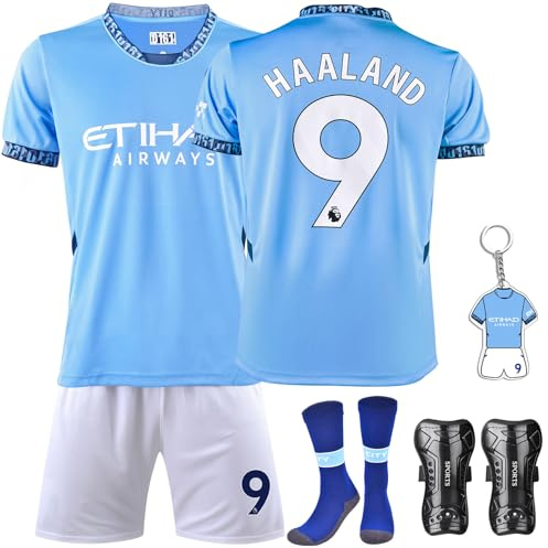 HEYKAR Camisetas de Futbol, Equipacion Futbol Niño, Camiseta N° 12, Equipo de Entrenamiento de fútbol Camiseta Pantalón Corto y Medias（Talla 24, Azul）