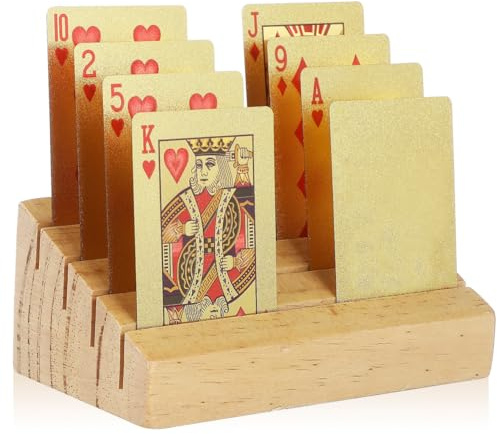 ifundom Spielkartenhalter Deckständer Rillendesign Holzhalter Regale Tablett Für Erwachsene Senioren Kinder Zum Organisieren Von Karten Im Spiel