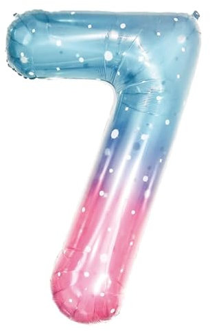 Palloncino Metallizzato in Polietilene Numero 7 colore Gradient altezza 100 cm - Gonfiabile con Elio - Decorazione Elegante per Compleanni, Anniversari, Feste, Party, Matrimoni ed Eventi Speciali