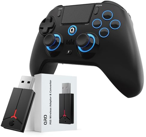 QRD Manette sans fil Spark N5 + adaptateur sans fil pour PS5 Pro Slim, PS4, PS3, PS2, Steam Deck, PC, Windows, Mac, iOS, Android TV Box