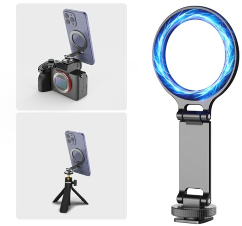 Support magnétique et trépied en Aluminium pour Appareil Photo Compatible avec iPhone 17/16/15/14/13 Pro Max, Adaptateur magnétique avec vis 6,35 mm