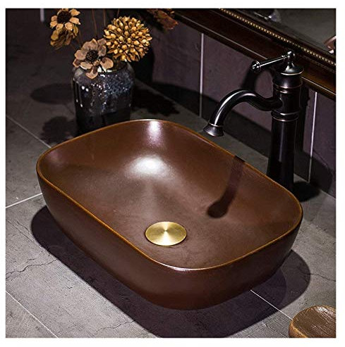 WOTZOV Mobile lavabo con lavabo da appoggio per Bagno, lavabo da appoggio, Design Curvo Vintage per Guardaroba, lavabo da 16 Pollici
