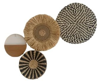 SUBLXPoten Wandkorb Dekor Set Rattan-Wanddekoration, Stroh-Wandkorb, runder Wandbehang, Wohnzimmer-Hintergrund, Wanddekoration, Dekor FüR Wanddekoration Wohnzimmer
