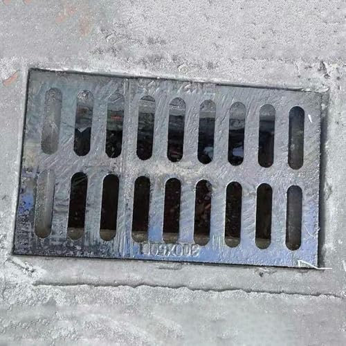 BTOIASYHF Entwässerungsgitter Entwässerungsabdeckung – Bodenkanalgitter aus Beton, Abdeckung for Regenwassersammeltank, schwarzes französisches Entwässerungsgitter for gewerbliche Bereiche(50x35x4cm)