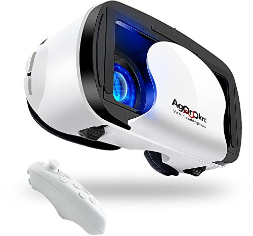 Cuffie Occhiali 3D VR con controller regolabile Supporto per realtà virtuale Protezione degli occhi Blu-ray HD da 5-7 pollici per telefono cellulare Android (bianco)