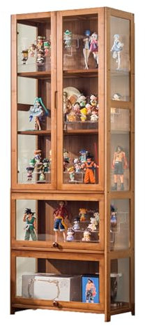 5 Tier Vitrine für Sammlerstücke, Holzvitrine, Acryl-Vitrine, Acryl-Sammlungsvitrine, multifunktionale staubdichte Acryl-Vitrine, durchsichtige Vitrine für Wohnzimmer und Büro (65×32×170cm)
