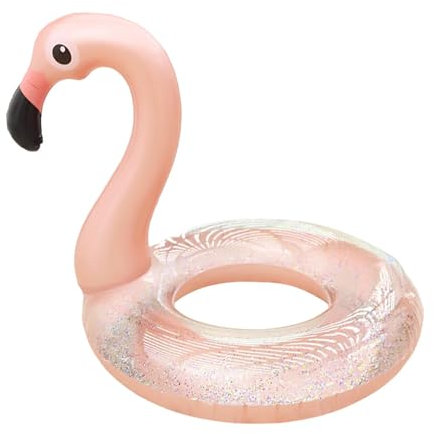 Falafoty Flamenco Hinchable Flotador Piscina, Brillo Anillo De Natación Flamingo, Inflable Flotadore Lindo Juguete para Niños Adultos Fiesta en Piscina en Playa de Verano Juguete Deportivo Acuático