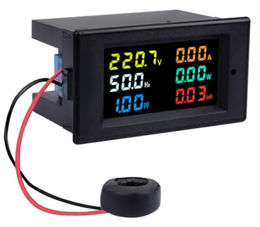 AC Power Meter, 40-300V 100A Digital Multimeter with Color LCD Display, Voltage Current Power Factor Frequency Energy Monitor, Ammeter Voltmeter Tester for 110V/220V, Volt Amp Watt Detector Panel