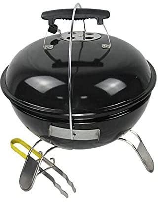 DRFGNF Bärbar picknickgrill, vattenkokare, kolgrill, rund, mobil grill, för utomhus, camping och picknickgrill, 14