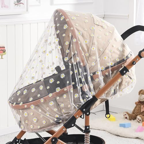 Moskitonetz für Kinderwagen, tragbares Kinderwagennetz mit Sternendruck, perfektes Insektennetz für Kinderwagen, Stubenwagen, Mini-Kinderbetten, Wiegen und Laufställe (Daisy)
