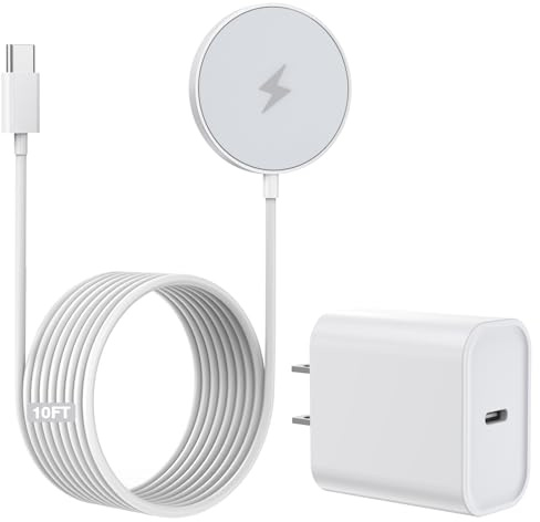10FT Magnetic Wireless Charger,15W Fast Apple Mag-Safe Charger for iPhone 17/16/15 PD with USBC Apple Fast Charging Block 10Foot Quick Charge for iPhone 17/17 Air/17 16 15 Pro/Pro Max/14/13/12/AirPods