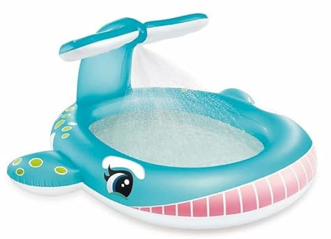 Piscine/Aire de Jeux Gonflable Baleine avec Jet d'eau 2. 1x1. 96m