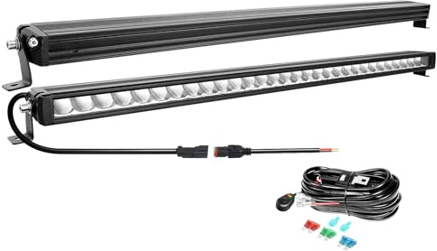 Willpower Led Lichtleiste Balken 12V 24V 33 90W für Auto Offroad KFZ | Lightbar Arbeitsscheinwerfer, mit 12V Kabelbaum, 6000K Weiß, IP67 Wasserdicht, Beleuchtung für Traktor ATV Boot Quad