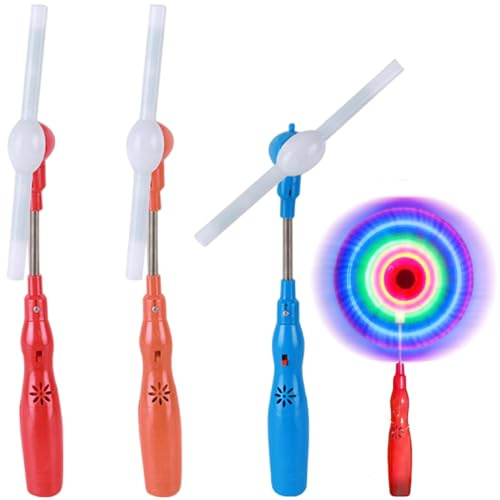 DAGLLGEW Lot de 3 Jouets Lumineux rotatifs, Baguette Lumineuse LED sûre et Amusante avec Musique, Moulin à Vent en Plastique pour Anniversaire d'enfants, Couleur aléatoire