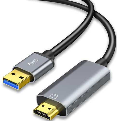 Muchfox USB to HDMI Cable, Built-in Drivers, USB A to HDMI Male Cable HD 1080P Monitor Converter Cord with Audio for Desktop, Laptop, Monitor, Projector, HDTV Compatible with Windows 10/11/Mac OS-3M