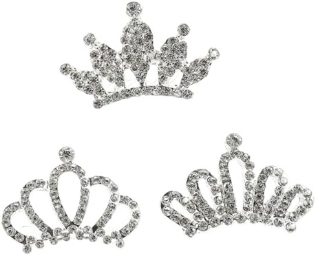 Hemobllo Lot de 3 Diadèmes Strass pour Filles Petit Peigne à Cheveux en Strass Accessoire Coiffure Garçon et Filles Anniversaire Fête Plusieurs styles