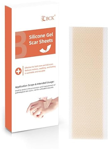 Zosilong 10 * 4cm x 15cm Einzeln Verpackt Silikon Narbenpflaster, (Hygienisch & Wasserfest), Narbenpflaster Silikon für Neue & Alte Narben, Für Kaiserschnitt, Hautfreundlich, Atmungsaktiv