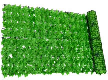 Hohopeti Clôture Artificielle Verte Décorative pour Jardin et Balcon, Treillis Feuilles Simulées 0,5x3 M, Mur Végétal Réaliste Résistant aux Intempéries, Protection Solaire et Ventilation