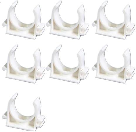 PVC Water Pipe Clamps Clips, Pack of 10 PVC Pipe Clamps 16-32mm Multicolor(20mm White)
