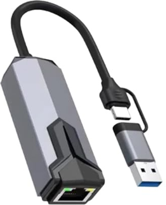 Tarjeta Ethernet - ABS | Puertos Dobles de Alta Velocidad de 5 gbps, Adaptador para PC con Tarjeta de Red USB con Cable de 5 g | Computadora Tableta Videoconferencia Transmisión en Conexión a INT