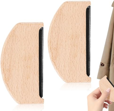2 pettini di lana cashmere in legno di faggio, pettine di lana per maglioni, pelucchi, pettine cashmere, spazzola miracolosa per vestiti e tessuti