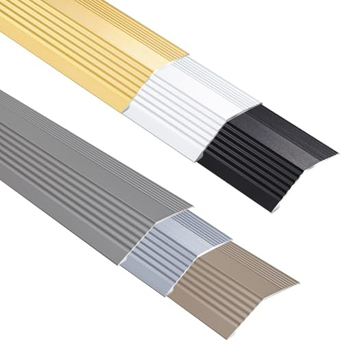 Anti-Rutsch-Treppenkantenkante Aus Aluminium, Rutschfeste Treppenstufen-Trittplatte, 90 Cm, Sehr Druckbeständig, Kann Geschnitten Werden(Gun grey)