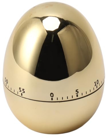 Dioche 10 Minute 60-minute Egg-shaped Mechanical Timer, Kitchen Cooking Alarm Clock, Manual Countdown Timer, Convenient and Accurate Timing, an Essential for Cooking. (Gold)