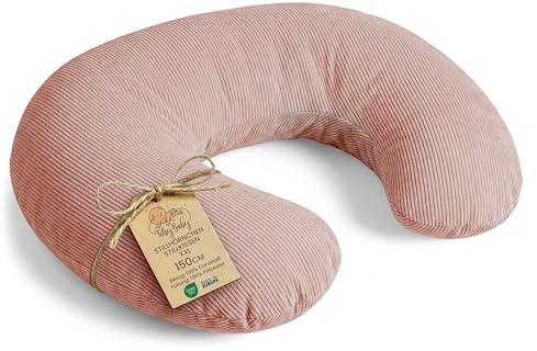 Amningskudde baby Premium 150 cm C-form nyfödd Nursing Pillow – avtagbart Manchester-överdrag ergonomisk tvättbar spädbarn amningsstöd mjuk bekväm halvmåne Oeko-Tex Rosa