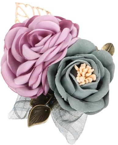 AMUSLESUR Blumenbrosche als Ansteckblume und Haarspange für Frauen Brautbrosche mit Künstlichen Hochzeitsblumen Legierung Satin Blütenförmig