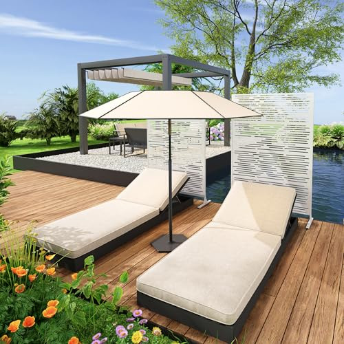 Zstar Freistehender Metall Sichtschutzzaun für Garten – Modernes Streifen-Design, wetterfest, einfache Montage, 180x117cm – Perfekt für Balkon, Terrasse, Pool & Innenbereich, Weiß, Streifenmuster