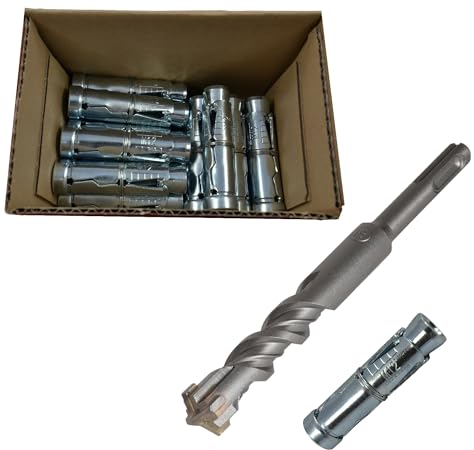 M12 Befestigungsdübel Mauerwerk für Kernbohrständer 25 Stück inkl. Vierschneider SDS Plus Bohrer