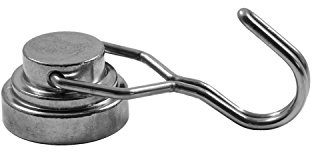 Magnetastico | Flexibler Neodym Magnethaken Extra stark 25 mm Ø | Haftkraft 18 kg | Hakenmagnet für Küche, Bad, Büro, Garten, Camping, Wandhaken | Starker Magnet Haken, Haken magnetisch vernickelt