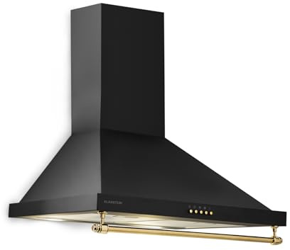 Klarstein Montblanc hotte murale, hotte aspirante air vicié/recirculé, 3 niveaux, hotte cheminée avec débit d'air extrait max. : 610 m³/h, montage mural, largeur : 60 cm, noir