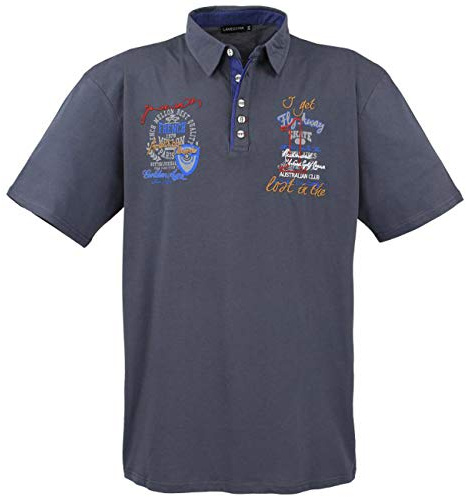 Sommar herr polo i svart med applikationer i storlekarna: 3XL - 8XL