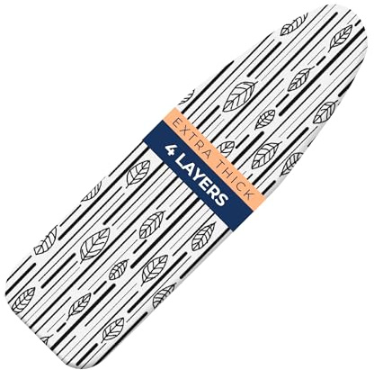 Ironing Board Cover and Pad Extra Thick Heavy Duty Padded 4 Layers Non Stick Scorch and Stain Resistant 15x54 and 3 Fasteners Elastic Edge with Bonus Protective Scorch Mesh Cloth