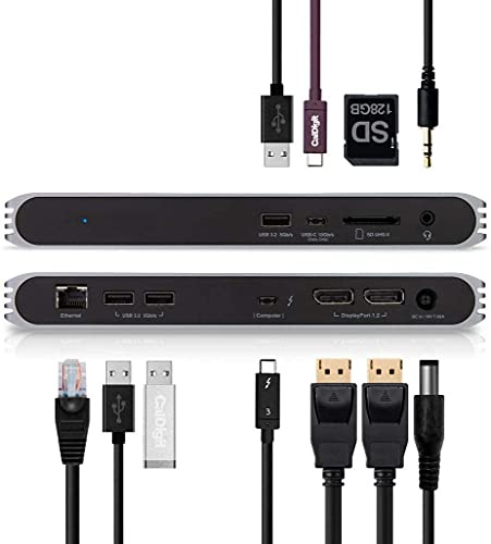 CalDigit USB-C Pro Dock - 85W Aufladung, Thunderbolt 3, UHS II SD-Kartensteckplatz, USB A x3, Dual DisplayPort 1.2, LAN, 3,5 mm Audio für Thunderbolt- & USB-C-Computer - Grau
